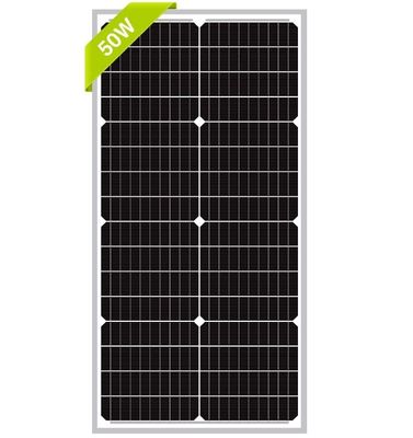 แพเนลพลังแสงอาทิตย์แบบโมโนคริสตัลลิน 50W 12V สําหรับการชาร์จแบตเตอรี่ที่ยั่งยืนของ RV Camper SUV